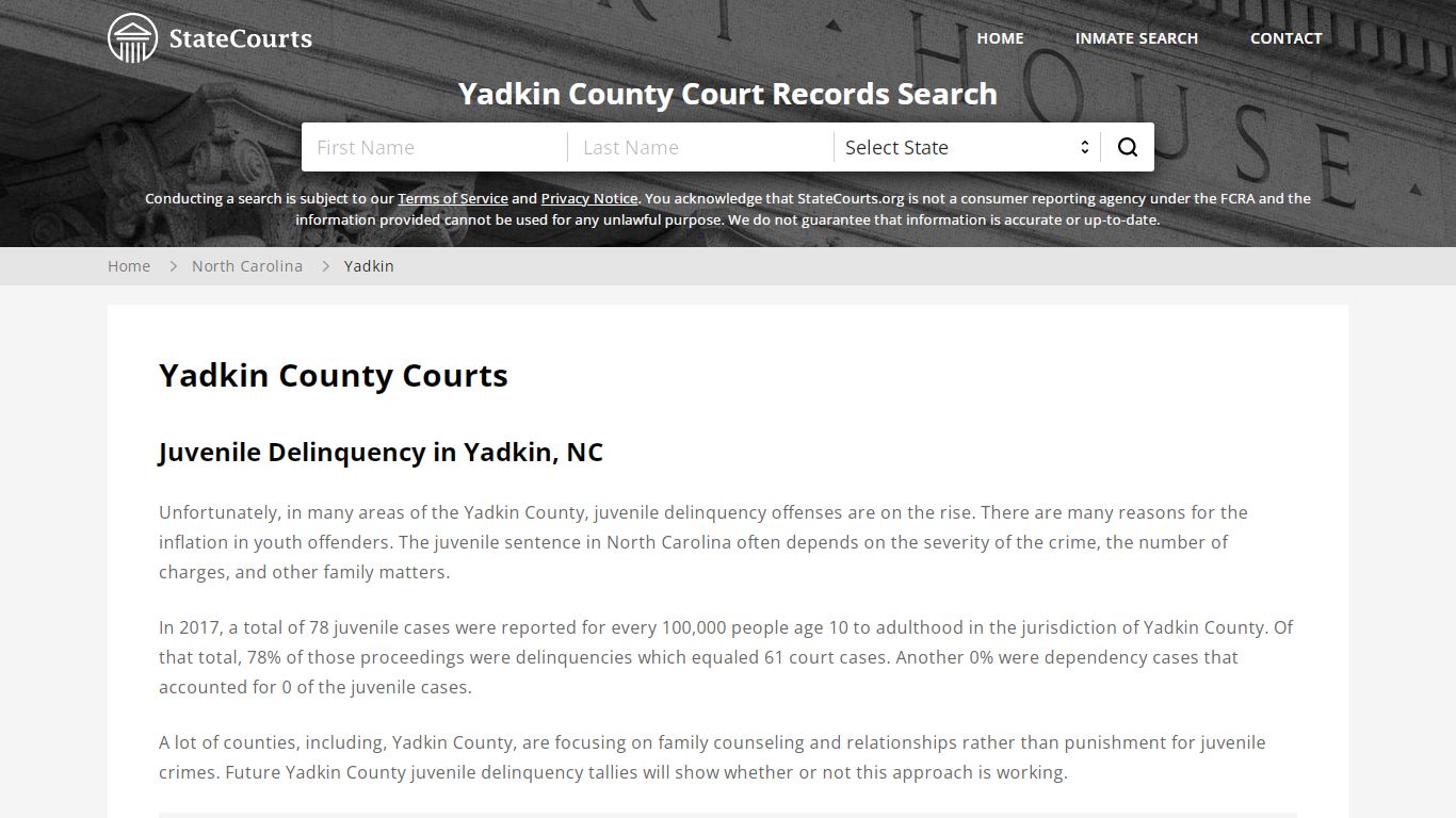 Yadkin County, NC Courts - Records & Cases - StateCourts